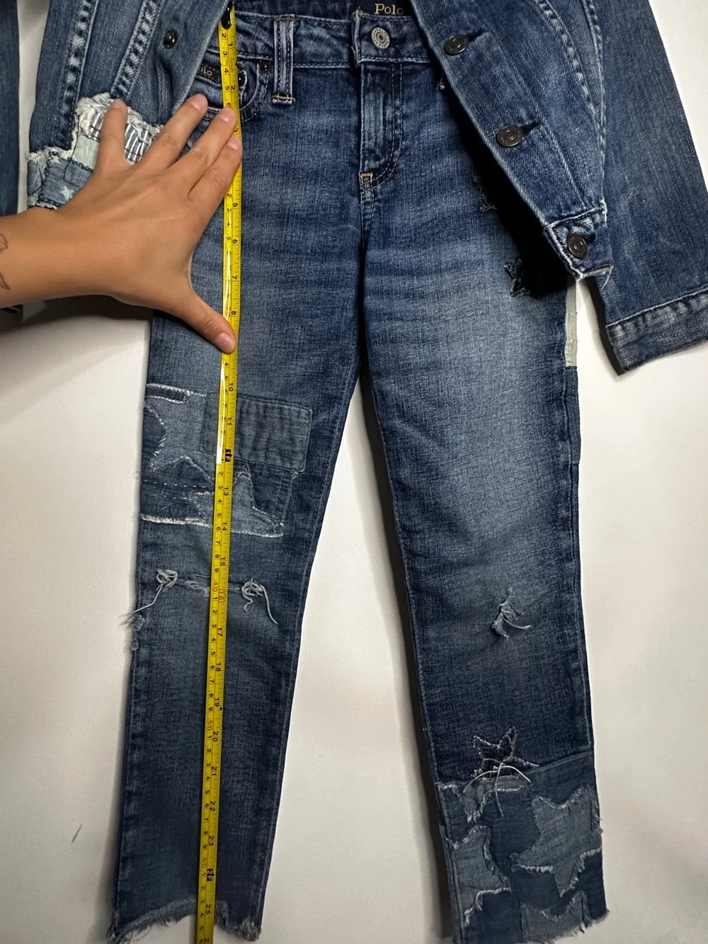 Polo Ralph Lauren Kids Distressed Patchwork Set Jacket Jeans size 6